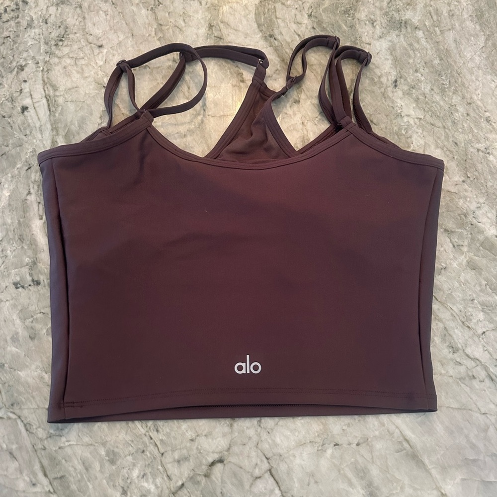 ALO Yoga Brown Strappy Crop Tank
